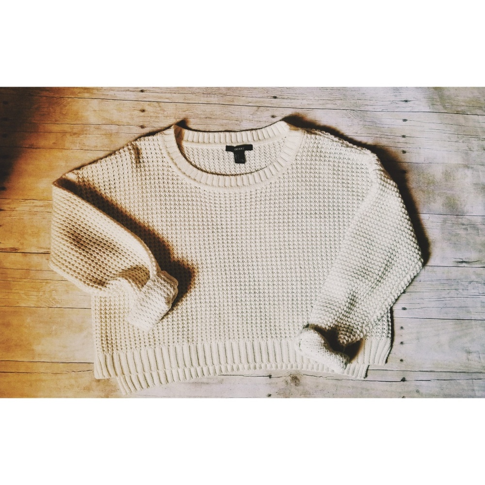 F21 cropped waffle knit sweater